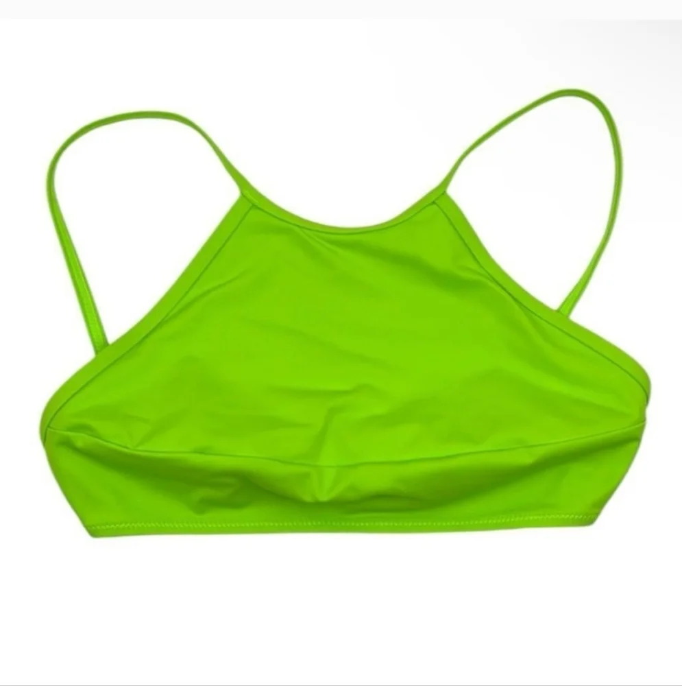 Skims NWT Recycled Swim High Neck Top in Neon Green Size Medium - Picture 4 of 5